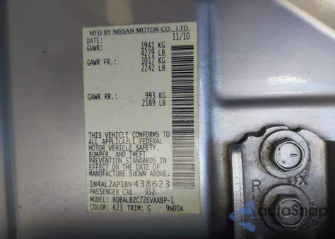 2011 Nissan Altima 2.5 S z USA, uszkodzony, nr VIN 1N4AL2AP1BN438623